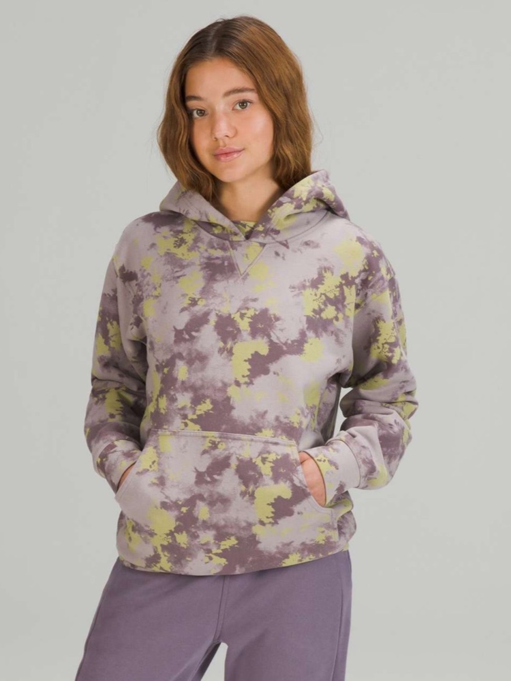 Lululemon All Yours Hoodie Orbital Tie Dye Mauve Grey Multi Purple size 14